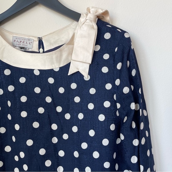 Vintage Adrianne Papell Polka Dot Dress – Navy & Cream - Picture 7 of 16
